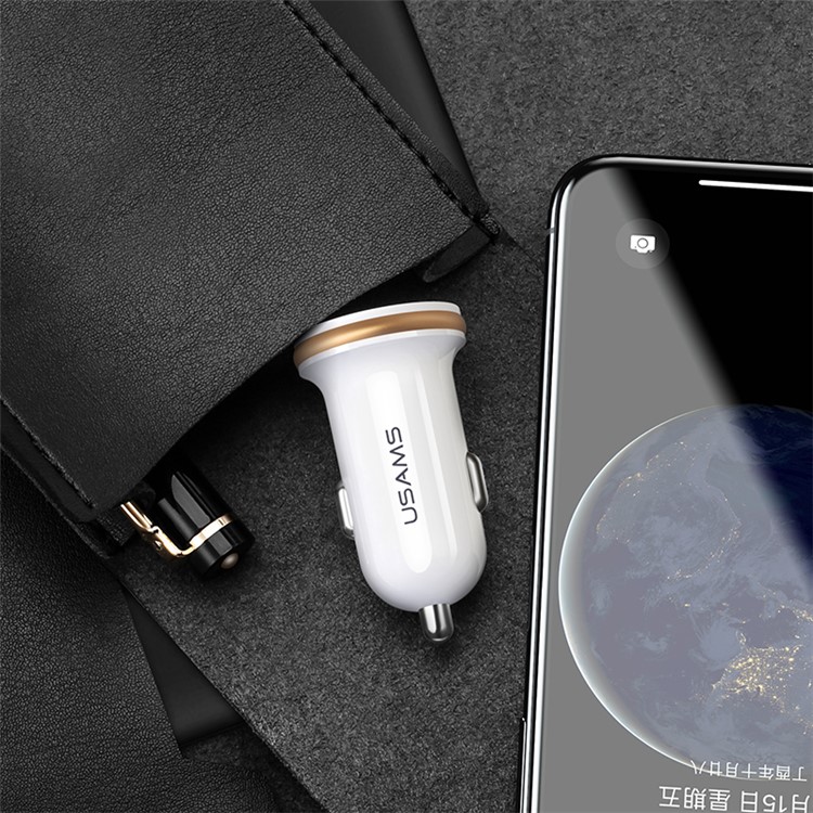 USAMS US-CC050 C4 2.4A Dual USB Smart Car Charger for iPhone iPad Samsung HTC Sony Huawei LG - Black-4