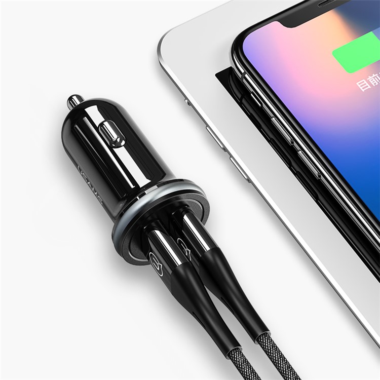 USAMS US-CC050 C4 2.4A Dual USB Smart Car Charger for iPhone iPad Samsung HTC Sony Huawei LG - Black-5