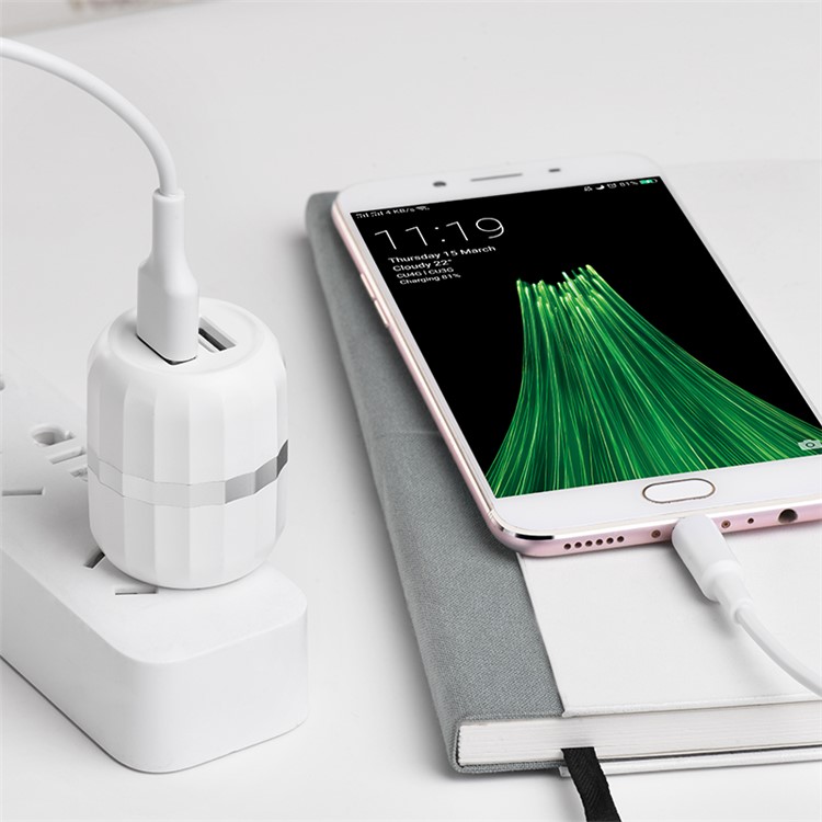 HOCO C41 Wisdom Dual Port USB 2.4A Smart Travel Wall Charger - US Plug-8