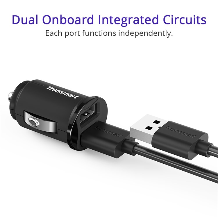 Tronsmart C24 24W Dual USB Port Car Charger with VoltiQ for iPhone Samsung Huawei Etc.-4