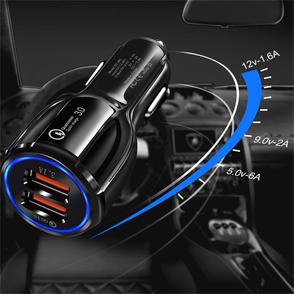30Q QC 3.0 & Carregador De Carro De Carga Rápida USB Dual Aipower Para Telefones E Tablets - Preto-4
