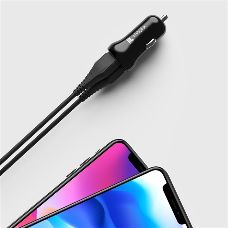 X-LEVEL CCMN-01 2.4A Dual USB Smart Car Charger for iPhone iPad Samsung HTC Sony Huawei LG - Black-2