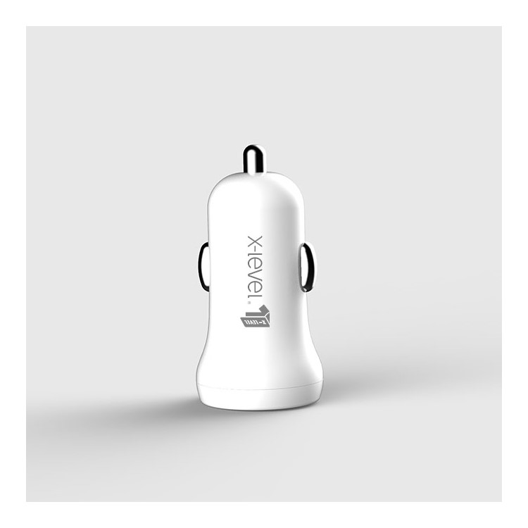 X-LEVEL CCMN-01 Smart 5V 2.4A Dual-Port Car Charger for iPhone Samsung Etc. - White-1