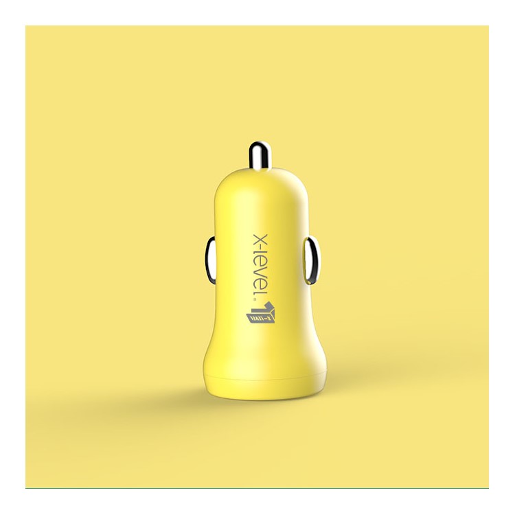 X-LEVEL CCMN-01 Dual USB Ports Smart 2.4A Car Charger for iPhone Samsung Etc. - Yellow-1