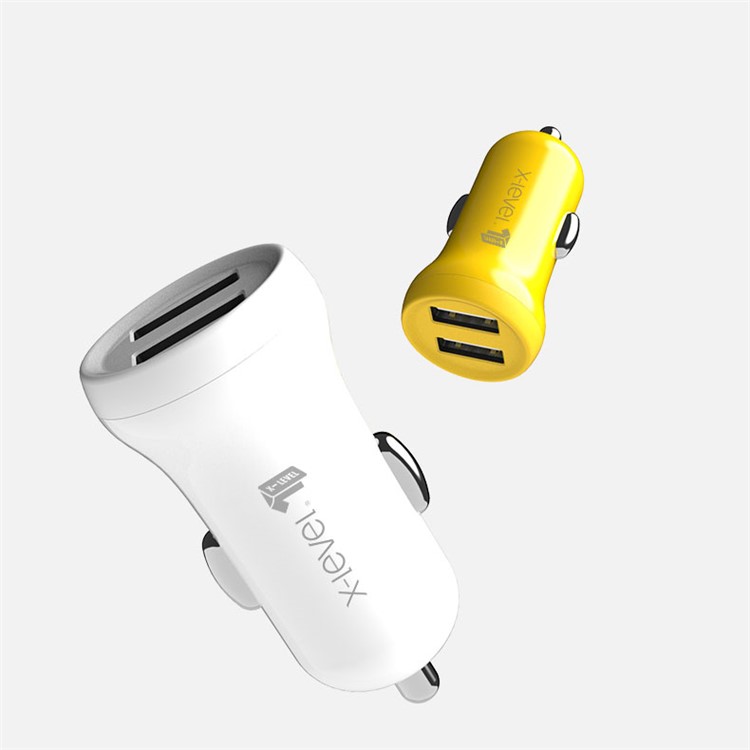 X-LEVEL CCMN-01 Dual USB Ports Smart 2.4A Car Charger for iPhone Samsung Etc. - Yellow-2