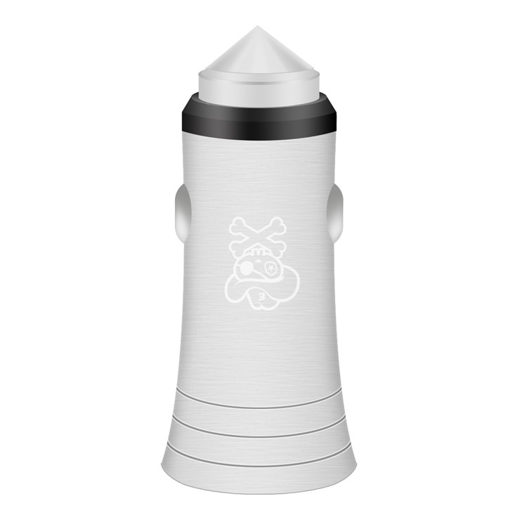 HAT PRINCE E09 Dual USB Ports 5V 2.1A / 1A Metal Car Charger with Emergent Survival Hammer-2