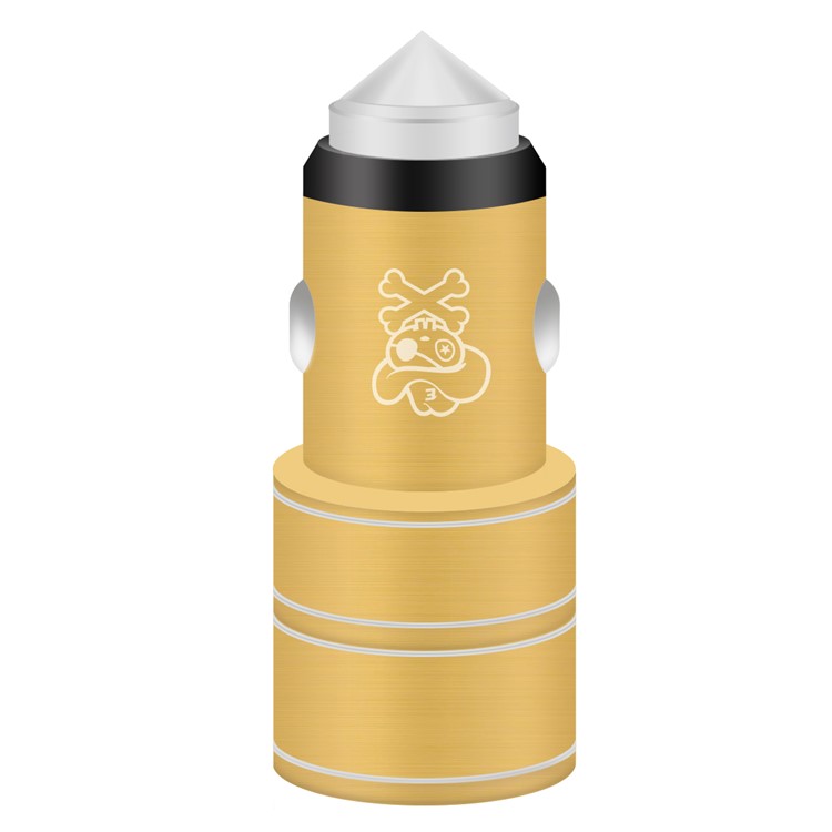 HAT PRINCE E10 Dual Ports 5V 2.1A / 1A USB Metal Car Charger + Emergency Survival Hammer - Gold-2
