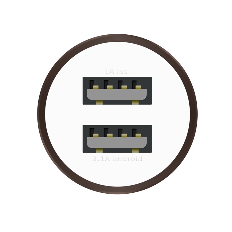 HAT PRINCE E10 2 Ports 12-24V USB Metal Car Charger + Safety Hammer - Brown-4