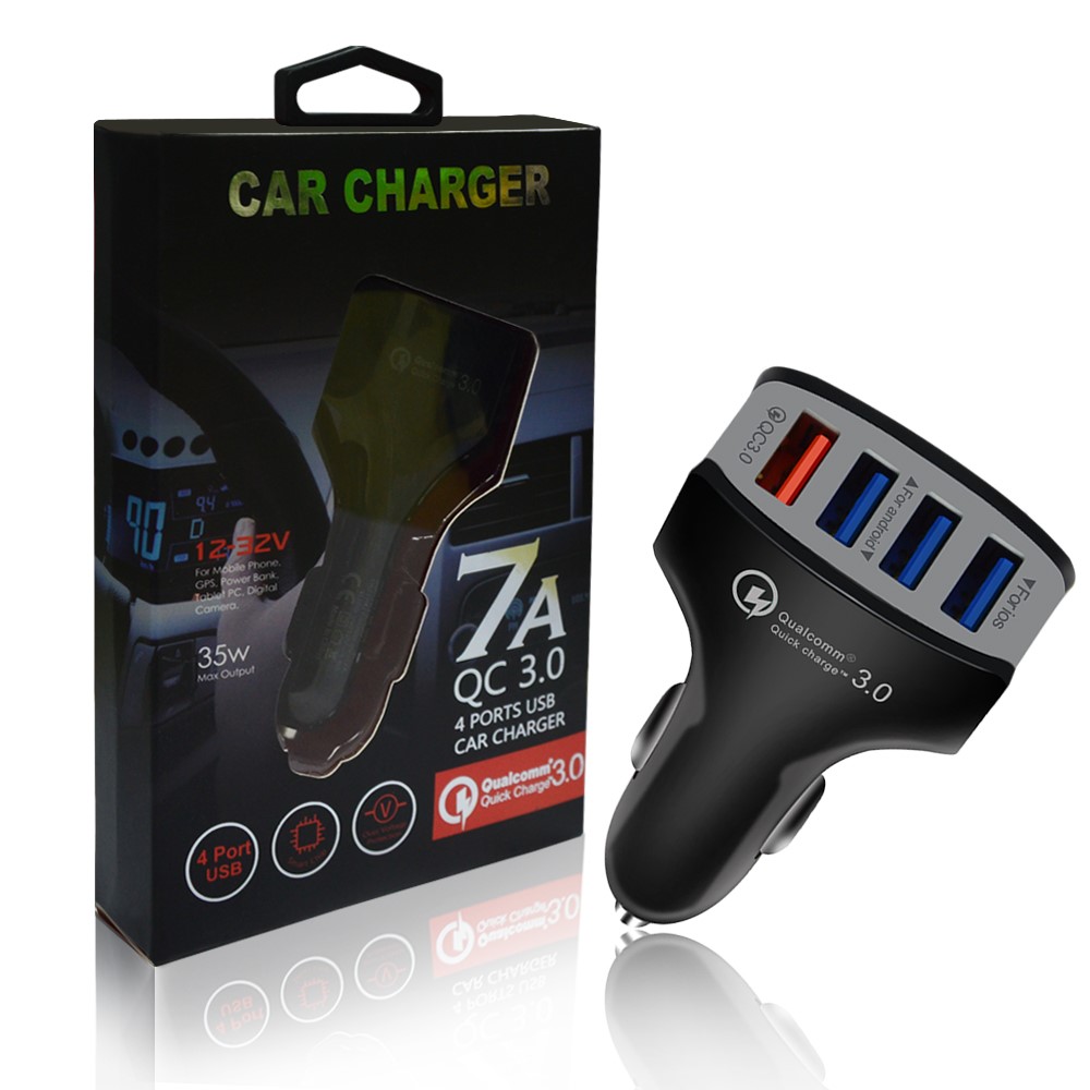 Universal 4 Ports USB QC3.0 Mobile Phone Car Charger Adapter for iPhone Samsung Huawei-10