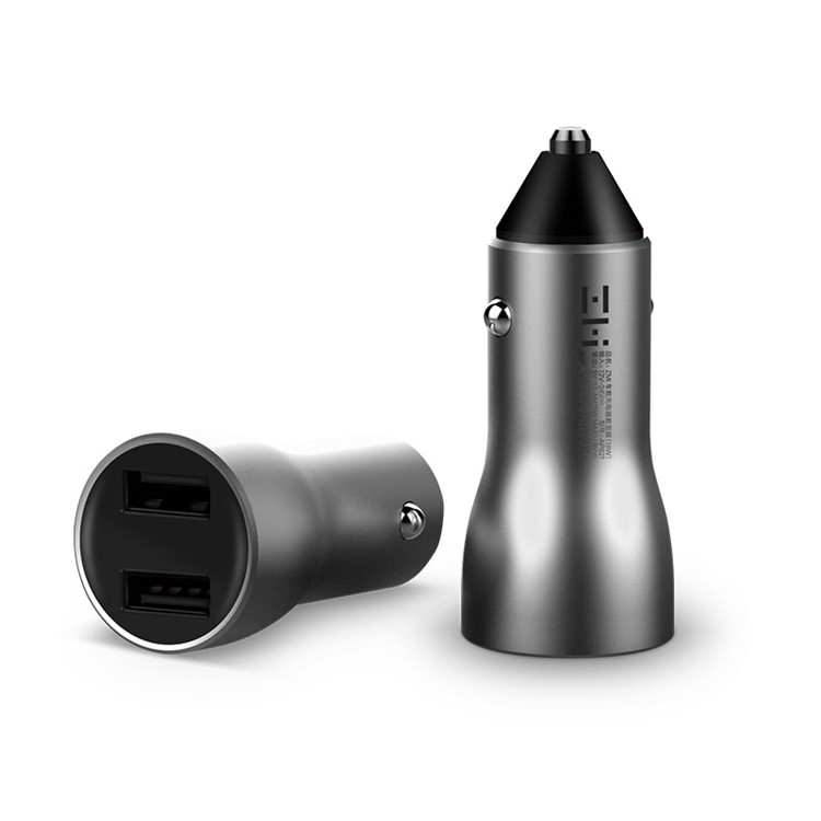 ZMI AP621 18W Dual USB Universal Car Charger with Digital Display for iPhone Samsung Huawei LG Etc - White / Silver-4
