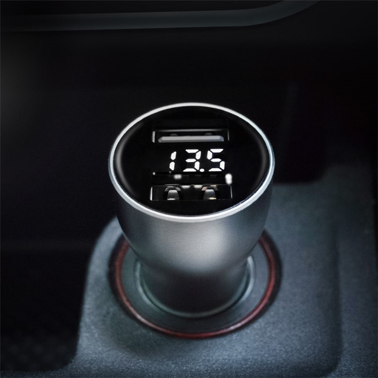 ZMI AP621 18W Dual USB Universal Car Charger with Digital Display for iPhone Samsung Huawei LG Etc - White / Silver-5