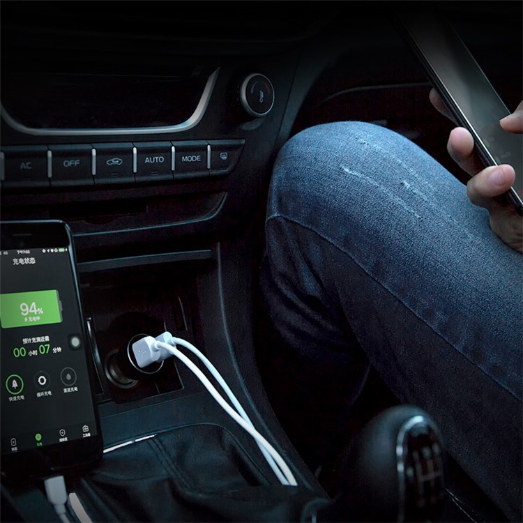 ZMI AP621 18W Dual USB Universal Car Charger with Digital Display for iPhone Samsung Huawei LG Etc - White / Silver-6