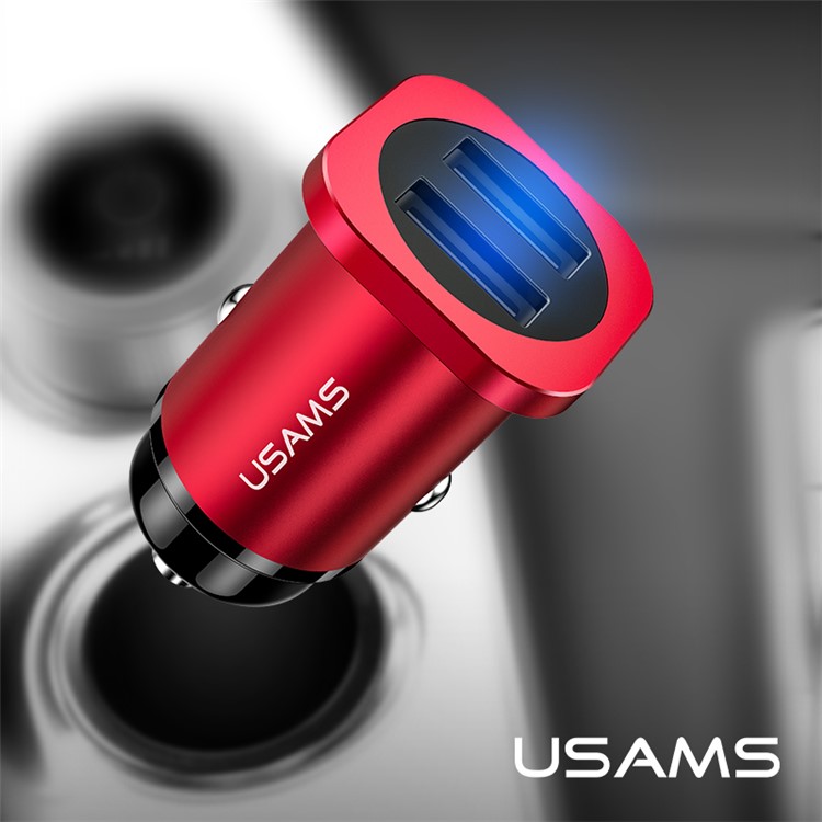 

USMS US-CC054 C7 Мини Алюминиевый Сплав Двойной USB Смарт-автомобильное Зарядное Устройство Для Iphone Ipad Samsung HTC Sony Huawei LG - Красный
