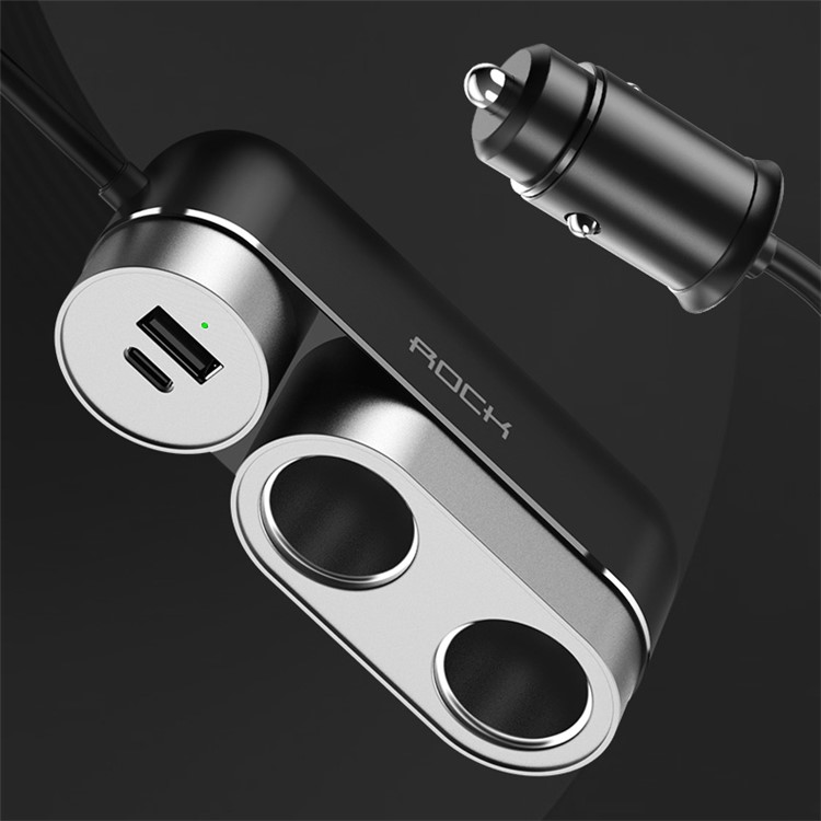 ROCK RCC-0137 Zigarettenanzünder Mit Zwei Zigarettenanzündern & 100W Typ-c PD USB Schnelles Autoladegerät Für Iphone Samsung Huawei Etc.-2