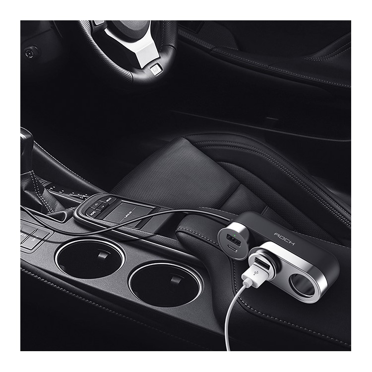 ROCK RCC-0137 Zigarettenanzünder Mit Zwei Zigarettenanzündern & 100W Typ-c PD USB Schnelles Autoladegerät Für Iphone Samsung Huawei Etc.-7