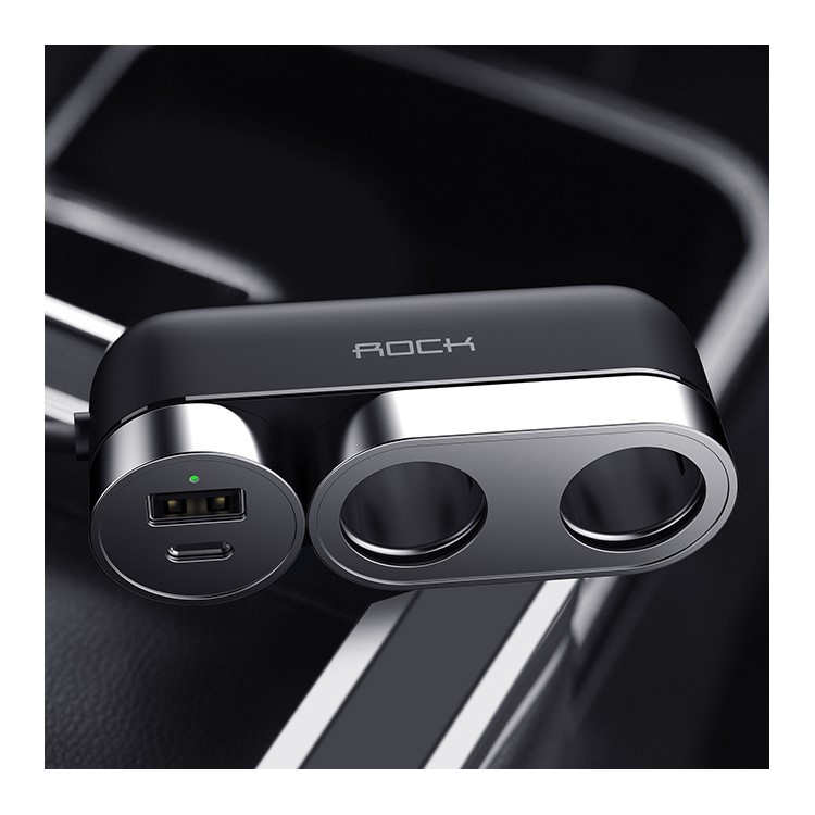 ROCK RCC-0137 Zigarettenanzünder Mit Zwei Zigarettenanzündern & 100W Typ-c PD USB Schnelles Autoladegerät Für Iphone Samsung Huawei Etc.-8