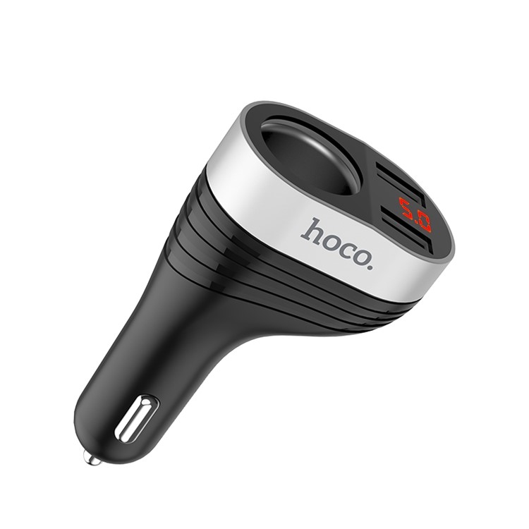 HOCO Z29 Regal Cigarette Lighter 2 USB Ports Car Charger with Digital Display-2