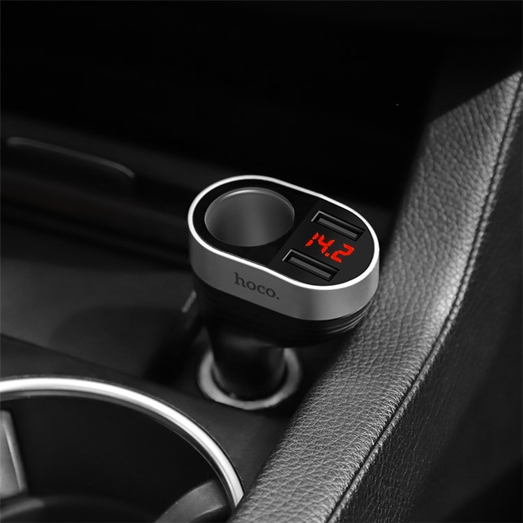 HOCO Z29 Regal Cigarette Lighter 2 USB Ports Car Charger with Digital Display-7