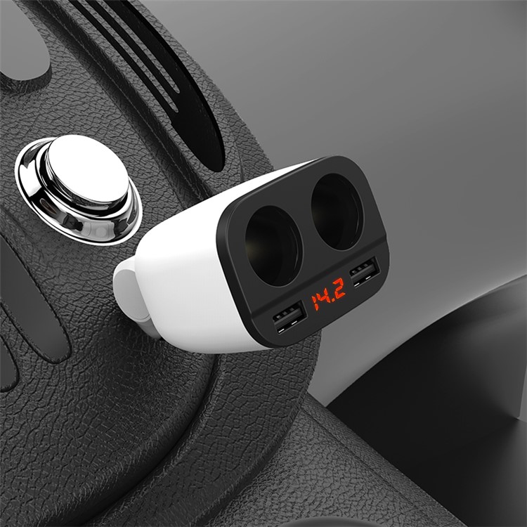 HOCO Z28 Power Cigarette Lighter In-car Charger with Digital Display Rotary Joint and 2 USB Ports-7