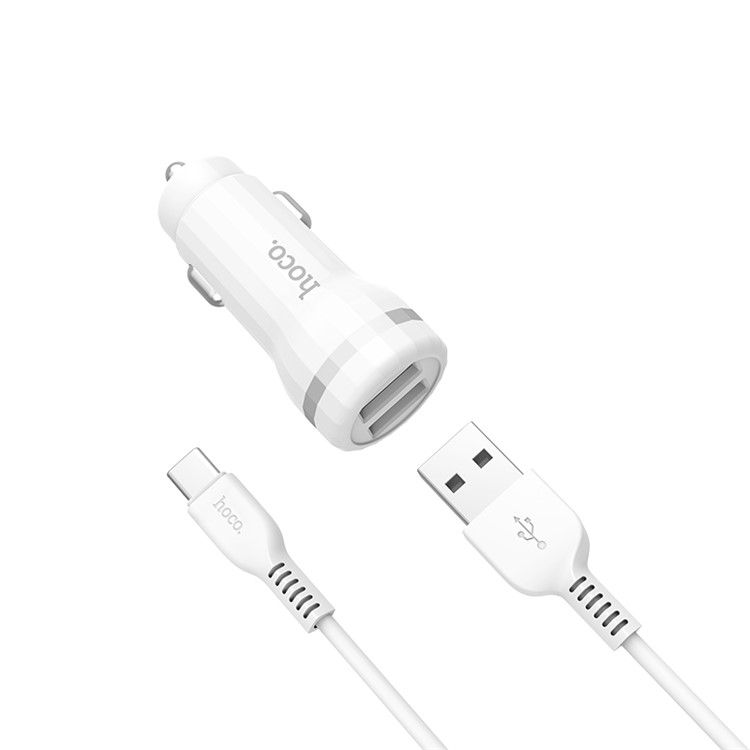 HOCO Z27 Dupla Porta USB 2.4A Carregador De Carro + Cabo De Carregamento Tipo-c Para Huawei Samsung Etc.-5