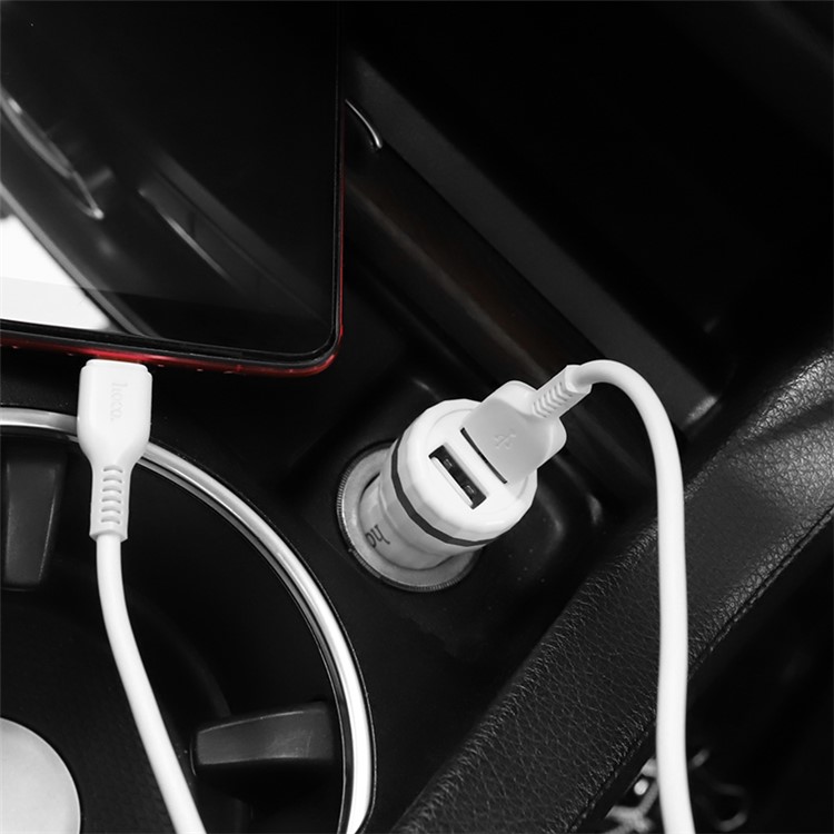 HOCO Z27 Dupla Porta USB 2.4A Carregador De Carro + Cabo De Carregamento Tipo-c Para Huawei Samsung Etc.-9