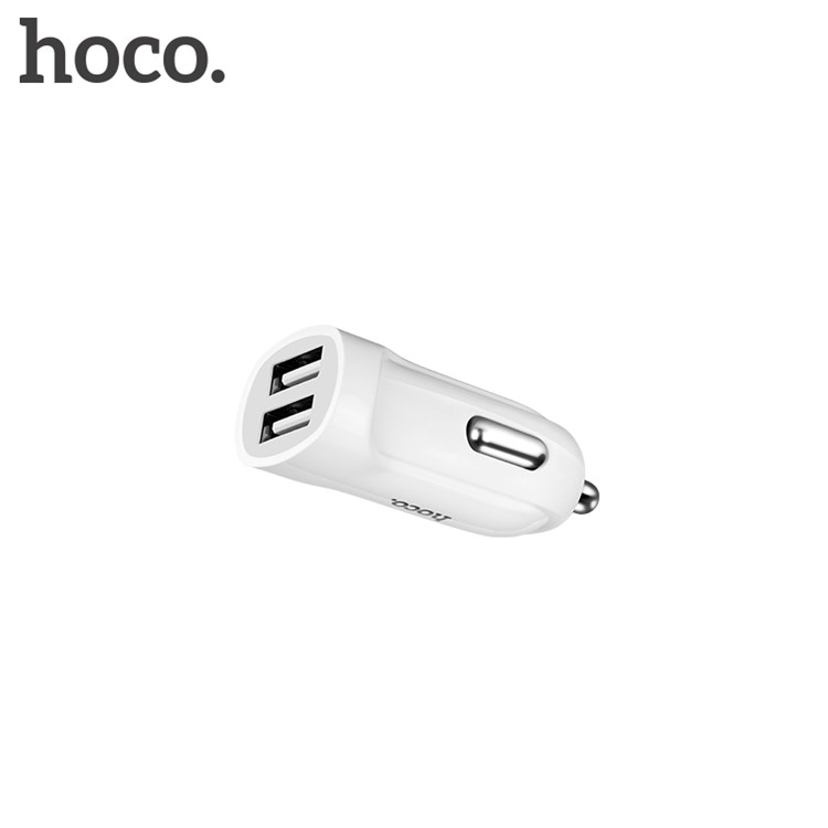 HOCO Z2A Dual USB Port Car Charger 2.4A Output Intelligent Identification - White-4