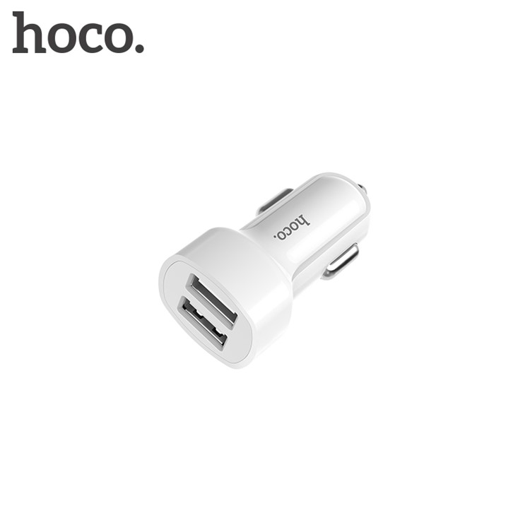 HOCO Z2A Dual USB Port Car Charger 2.4A Output Intelligent Identification - White-5