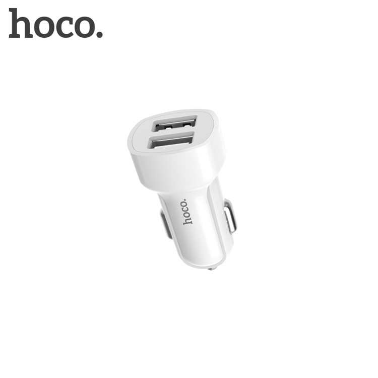 HOCO Z2A Dual USB Port Car Charger 2.4A Output Intelligent Identification - White-6