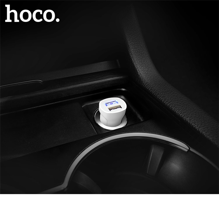 HOCO Z2A Dual USB Port Car Charger 2.4A Output Intelligent Identification - White-7