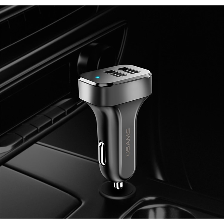 USAMS US-CC087 C13 2.1A Dual USB Mini Car Charger - Black