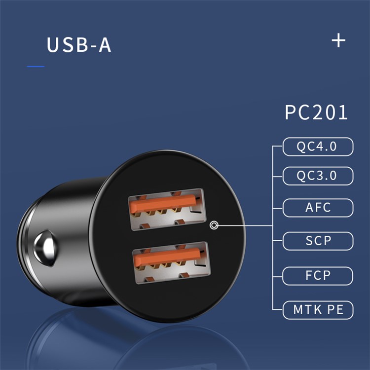 WIWU PC201 Dual USB Ports 30W Quick Charging Mini Car Charger-3