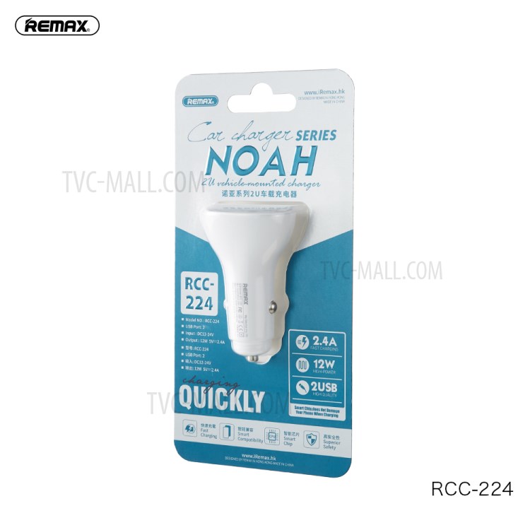 REMAX RCC-224 Noah 2.4A 12W Dual USB Car Charger-4