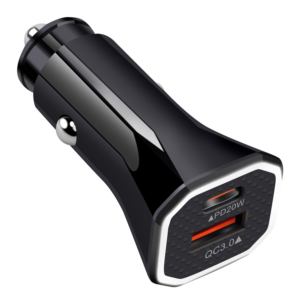 YSY-316PD20W QC3.0 USB + PD 20W Type-C Dual Port Mobile Phone Car Charger Fast Charging Adapter - Black-2