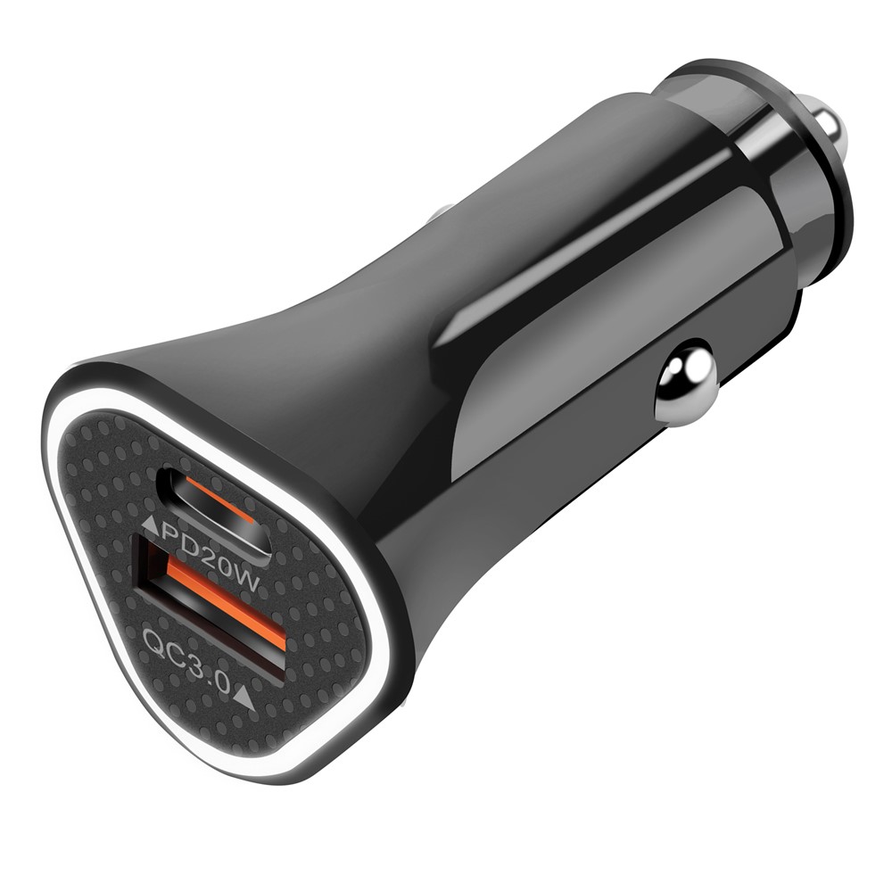 SY-313PD20W QC3.0 USB + PD 20W Type-C Dual Port Car Charger Adapter for iPhone 12 Pro Xiaomi Huawei - Black-3
