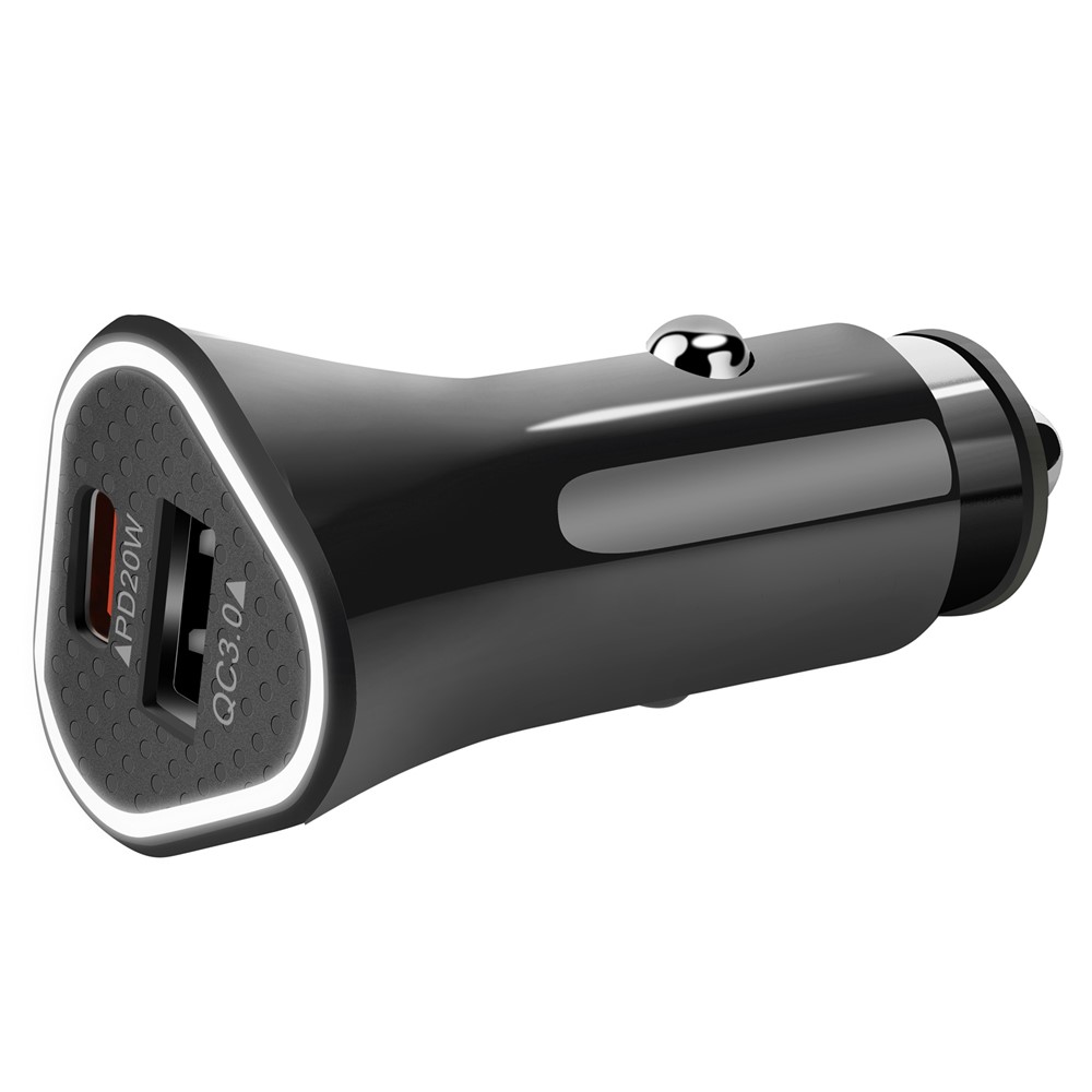 SY-313PD20W QC3.0 USB + PD 20W Type-C Dual Port Car Charger Adapter for iPhone 12 Pro Xiaomi Huawei - Black-6