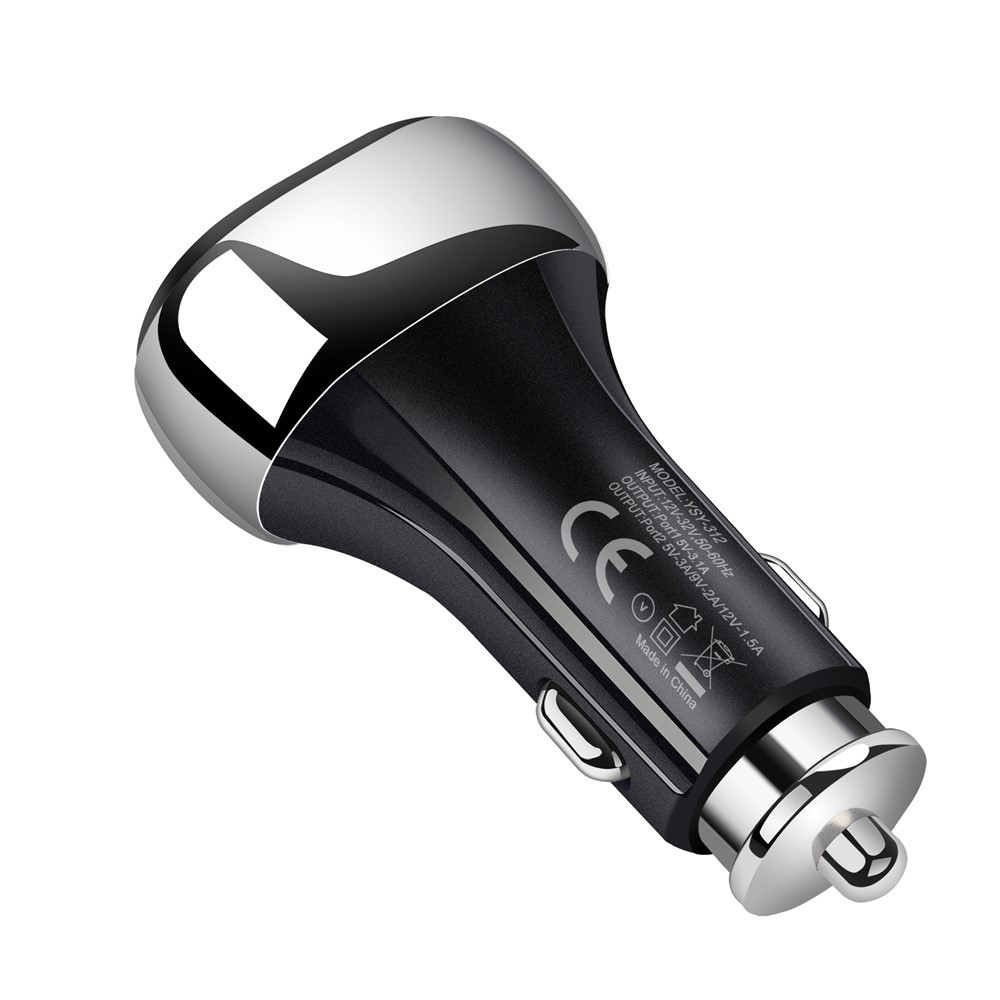 YSY-312PD QC3.0 USB + PD 18W Type-C Dual Port Car Charger Fast Charging Adapter for Huawei/iPhone - Black-5