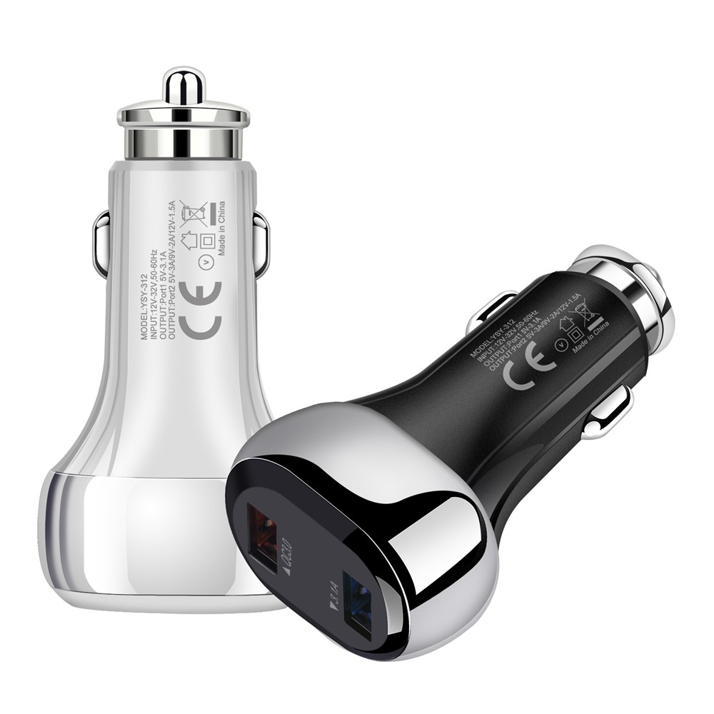 YSY-312PD QC3.0 USB + PD 18W Type-C Dual Port Car Charger Fast Charging Adapter for Huawei/iPhone - Black-7
