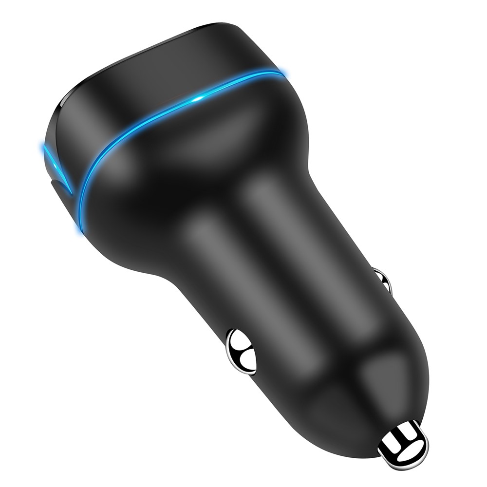 PD+QC 36W Dual Port Car Charger Fast Charging Adapter with LED Indicator for iPhone/Xiaomi/Huawei - Black-4
