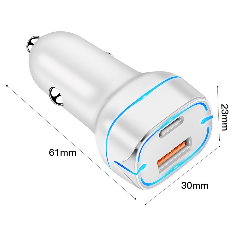 PD+QC 36W Dual Port Car Charger Fast Charging Adapter with LED Indicator for iPhone/Xiaomi/Huawei - Black-7