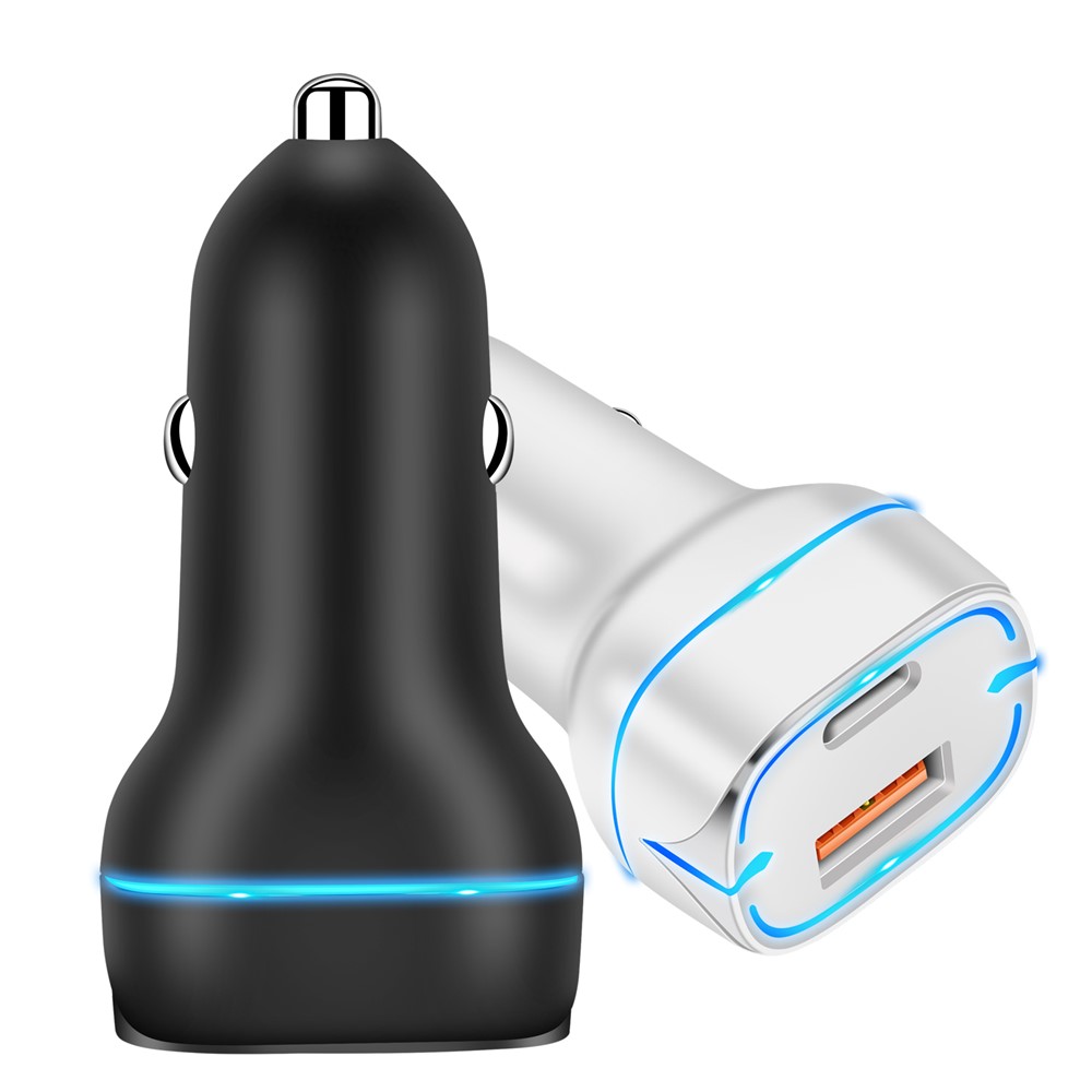 PD+QC 36W Dual Port Car Charger Fast Charging Adapter with LED Indicator for iPhone/Xiaomi/Huawei - Black-8