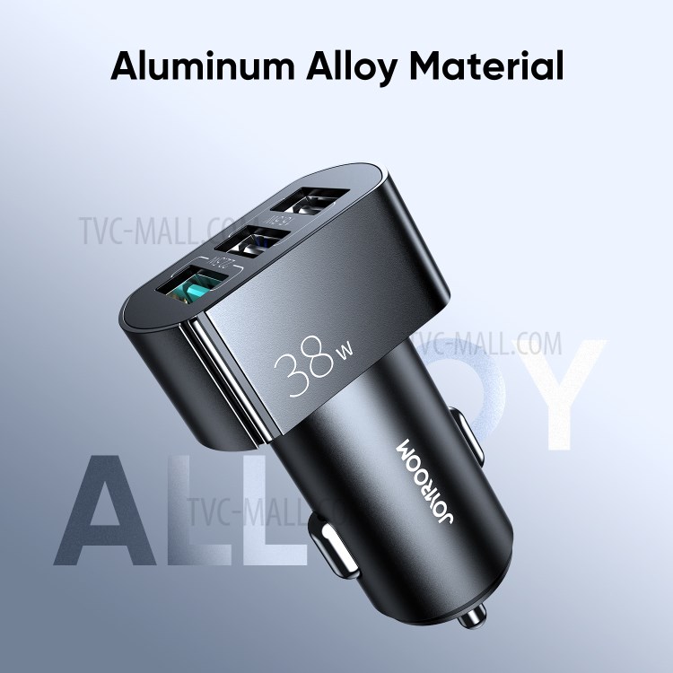 JOYROOM C-A19 38W 3 USB Car Charger QC 3.0 3-Ports Fast Charger Car Phone Charging Adapter for iPhone Xiaomi - Black-5