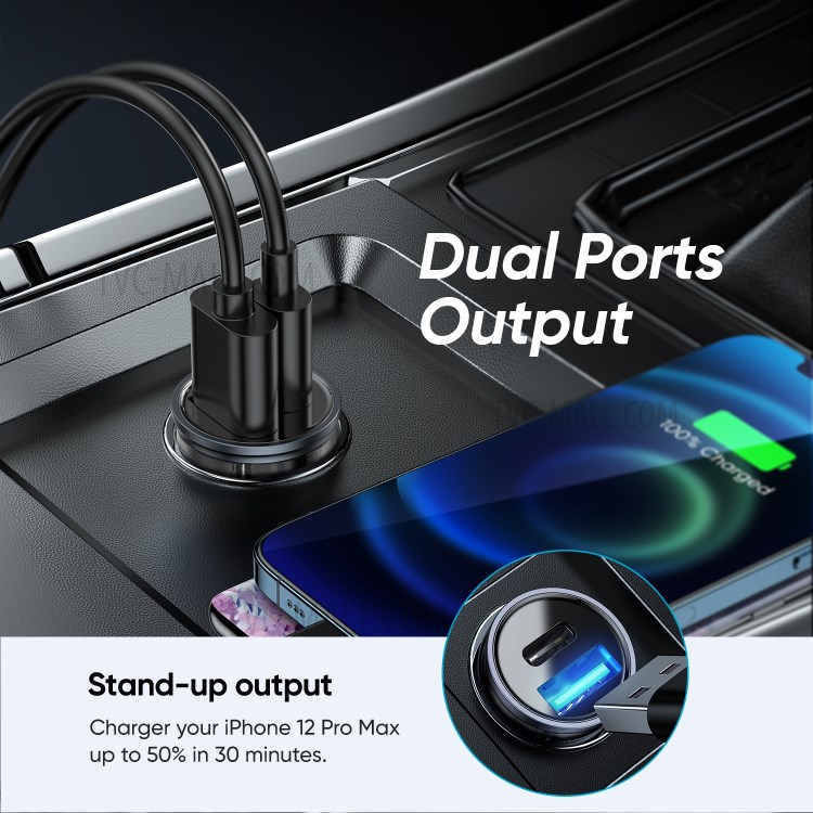 JOYROOM C-A43 Dual Port PD 20W Car Charger Quick Charge QC3.0 Fast Charging Adapter for Samsung iPhone-3