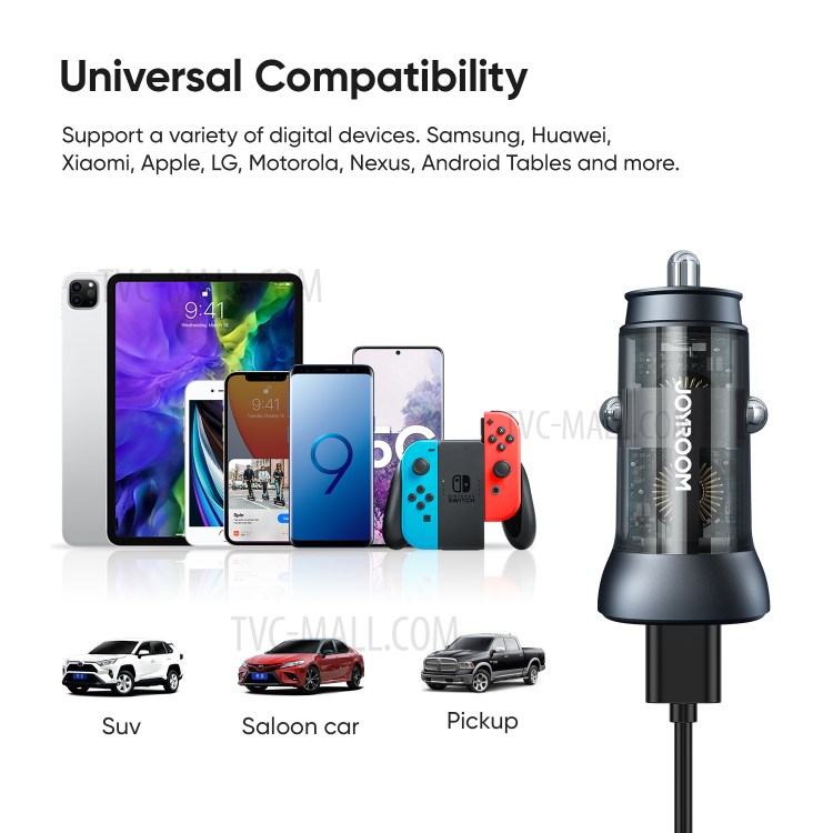 JOYROOM C-A42 PD QC3.0 Dual USB Port Fast Charging Car Charger Adapter for iPhone Huawei Xiaomi-7