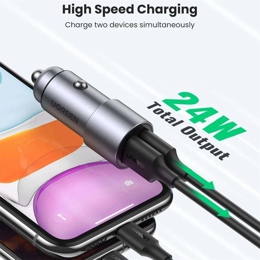 UGREEN 50592 24W Dual USB Ports Mobile Phone Car Charger Charging Adapter-2