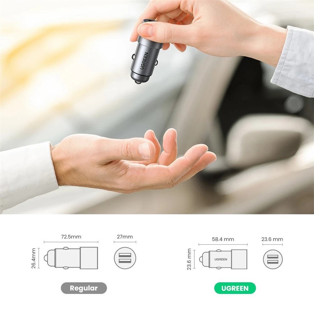 UGREEN 50592 24W Dual USB Ports Mobile Phone Car Charger Charging Adapter-3
