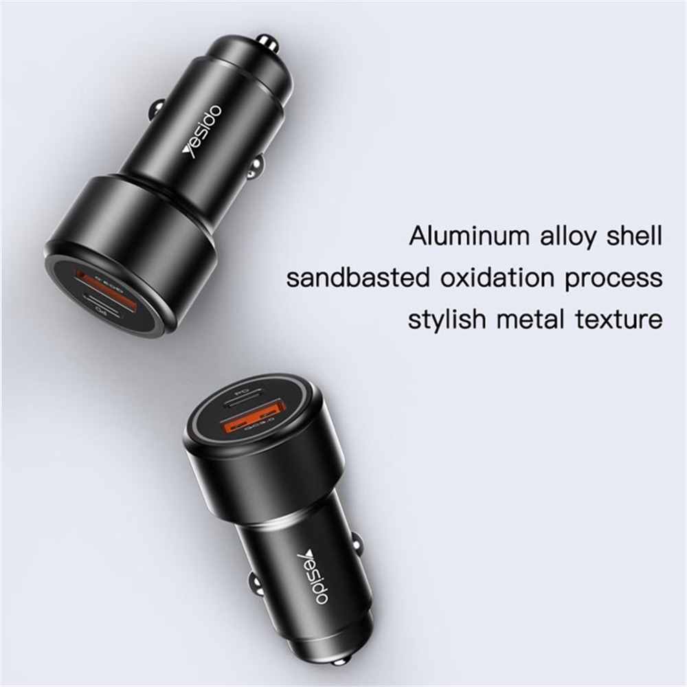 YESIDO Y42 42W USB + Type-C Dual Ports QC3.0/PD Fast Charging Car Charger-5