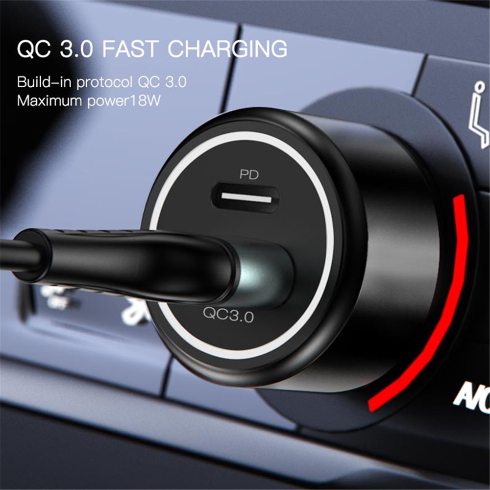 YESIDO Y42 42W USB + Type-C Dual Ports QC3.0/PD Fast Charging Car Charger-8