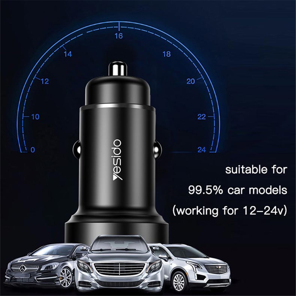 YESIDO Y42 42W USB + Type-C Dual Ports QC3.0/PD Fast Charging Car Charger-9