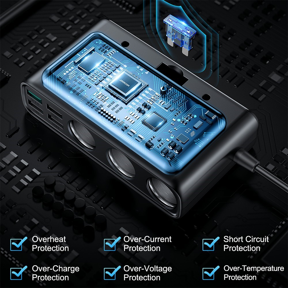 JOYROOM JR-CL06 3 Way Car Cigarette Lighter Socket Splitter PD+QC3.0 Multi-port Mobile Phone Charger-4