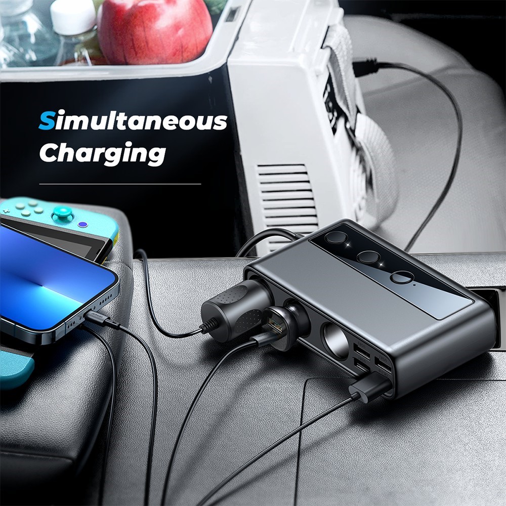 JOYROOM JR-CL06 3 Way Car Cigarette Lighter Socket Splitter PD+QC3.0 Multi-port Mobile Phone Charger-7